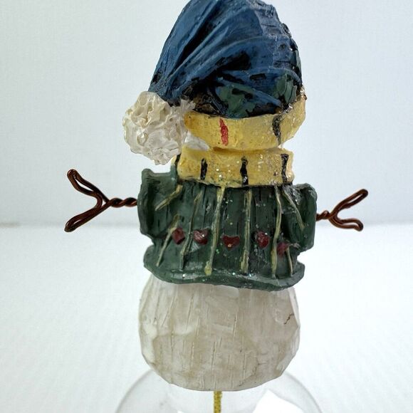 Vintage Snowman Christmas Bell Glass Dinner Tree Bell Ornament - Picture 4 of 8